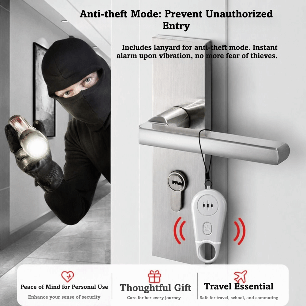 Personal Alarm Keychain - ポータブル個人用安全警報器 大音量サイレン 軽量キーホルダー型警報器 ストロボライト 高デシベル緊急警報器 アンチアタック機能付き