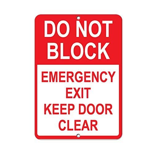 Emergency Exit Sign - ヴィンセニシー メタルサイン 素晴らしいアルミ製ブリキ看板 緊急出口を塞がないでください ドアを塞がないでください 駐車場看板