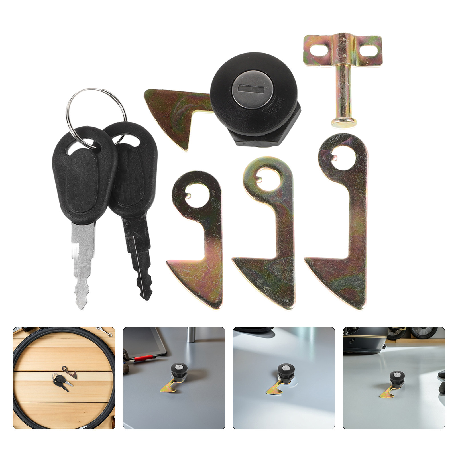 Lockbox Key Secure - 電動バイク用トランクロックセット2個セット、耐候性亜鉛合金製スクーターテールロックとキー、リアラゲージボックスのセキュリティ用