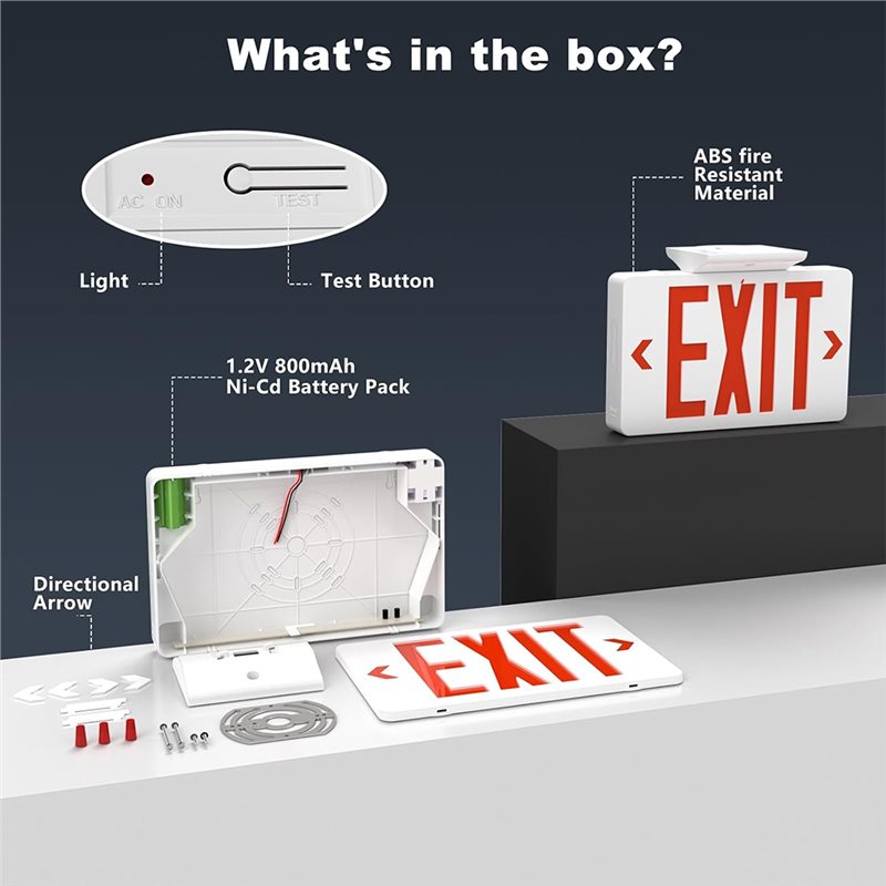 【A10R】赤色非常灯付き出口標識、LED非常灯2個セット - Emergency Exit Sign のレビューと価格