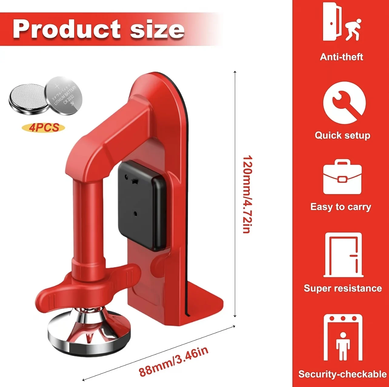 1個入りポータブルアラームドアストッパー合金製アパートホテル - Door Stop Alarm のレビューと価格