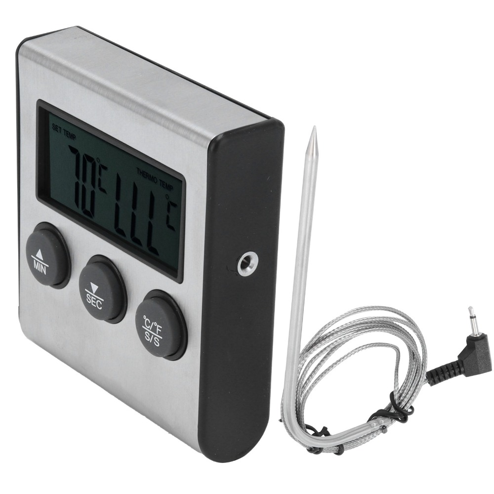シルバーデジタルBBQ肉用温度計タイマーアラーム大型LCDデ - Pool Alarm Float のレビューと価格