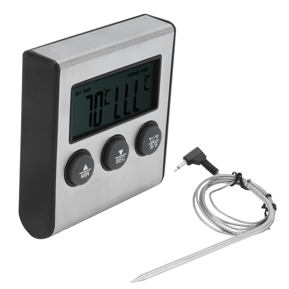 シルバーデジタルBBQ肉用温度計 大型LCDディスプレイ タ - Pool Alarm Float のレビューと価格