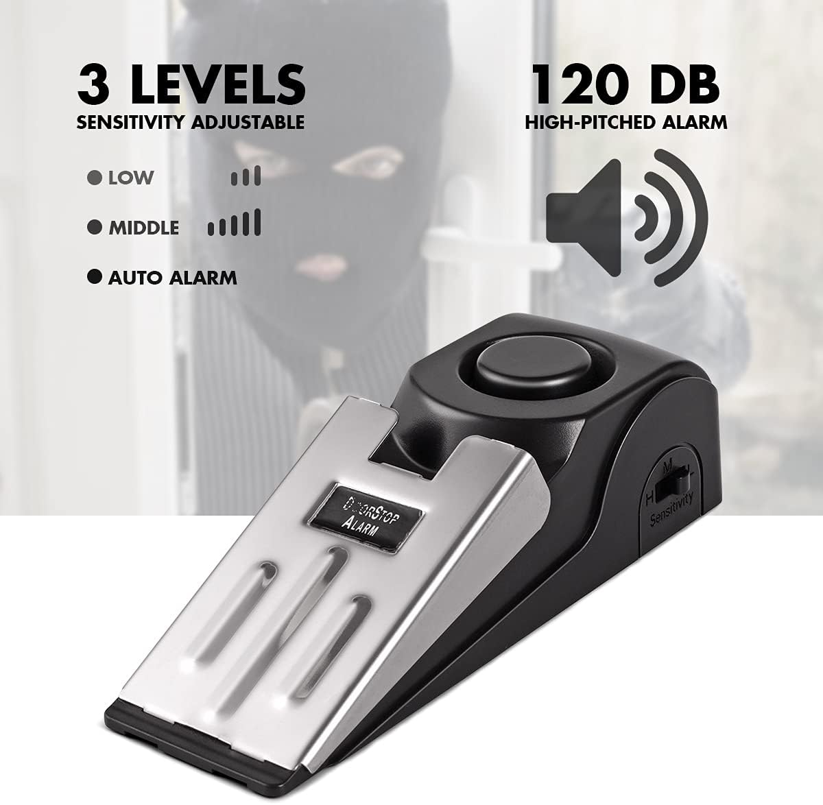 1/2 個ポータブル旅行 120 DB サイレン音侵入者 B - Door Stop Alarm のレビューと価格